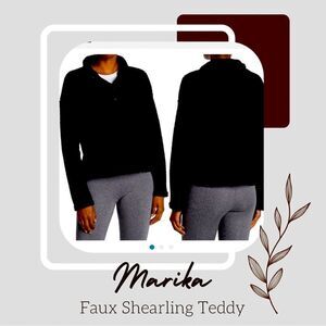 NWT Marika Tyra Faux Fur Teddy. Cropped Sherpa Teddy Black Size Medium